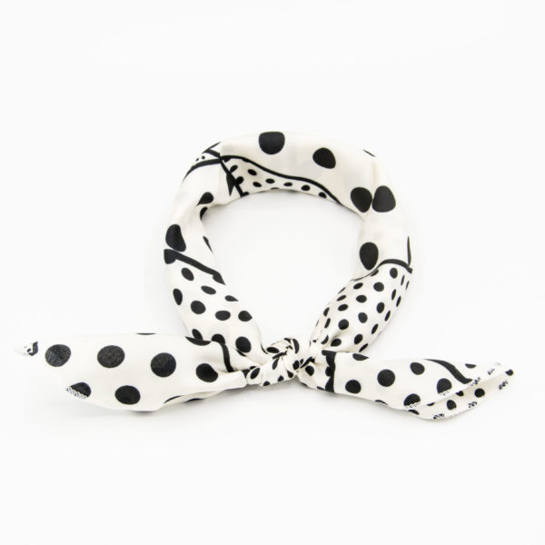 bandana femme blanc à pois et lignes noires