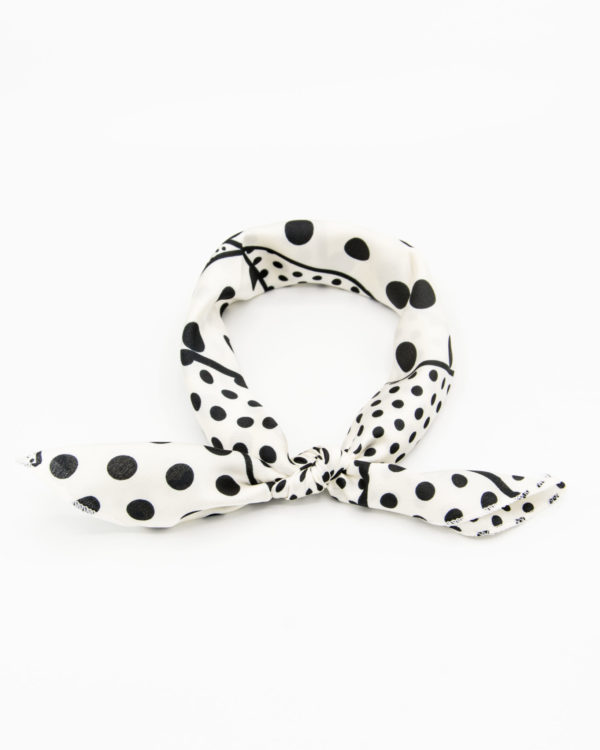 bandana femme blanc à pois et lignes noires