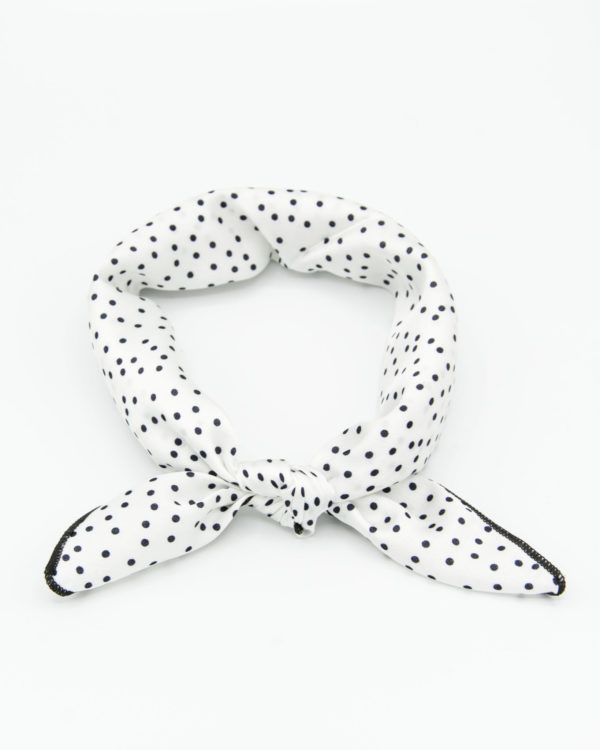 bandana femme blanc à pois noirs