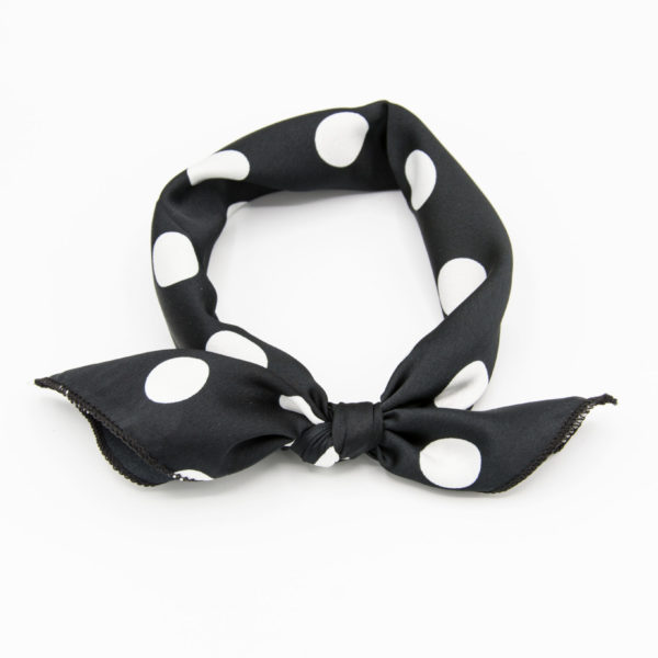 bandana femme noire à pois blancs