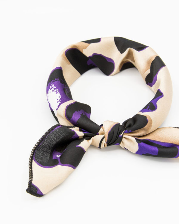 bandana foulard félin violet pour femme