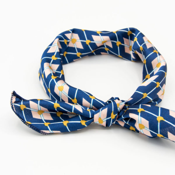 bandana foulard géomtrique bleu pour femme