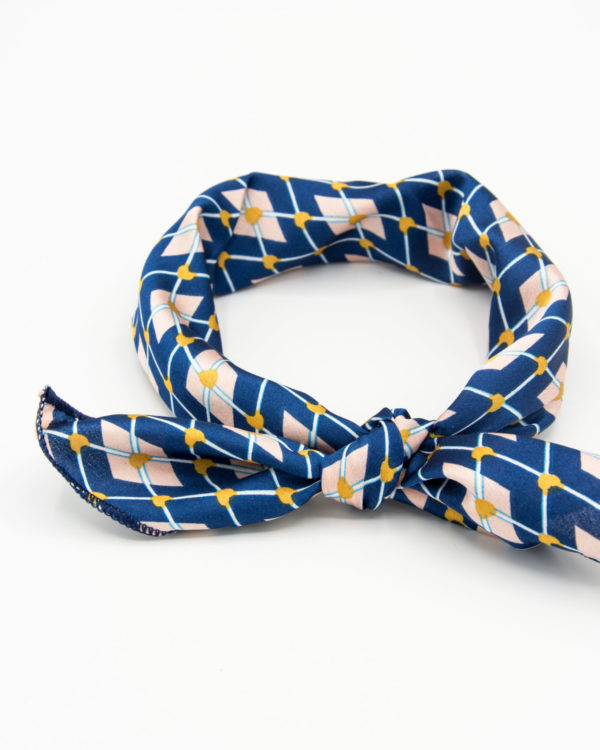 bandana foulard géomtrique bleu pour femme