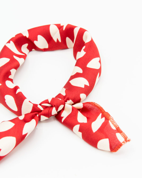 bandana foulard rouge à taches blanches pour femme