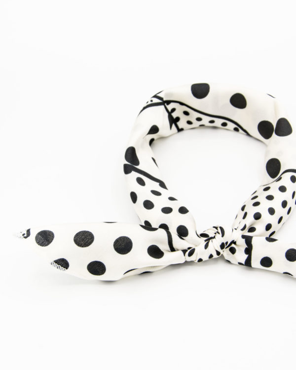 bandana géométrique blanc à pois noirs