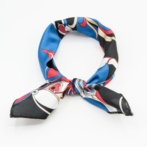 bandana géométrique bleu et rouge