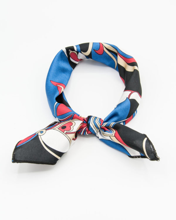 bandana géométrique bleu et rouge