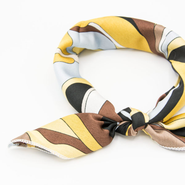 bandana géométrique jaune et marron pour femme