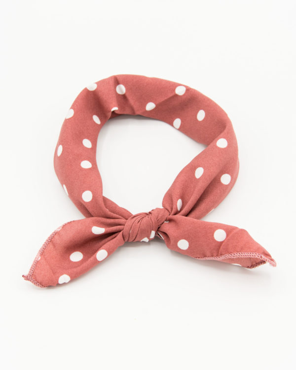 bandana rose pour femme à pois blanc