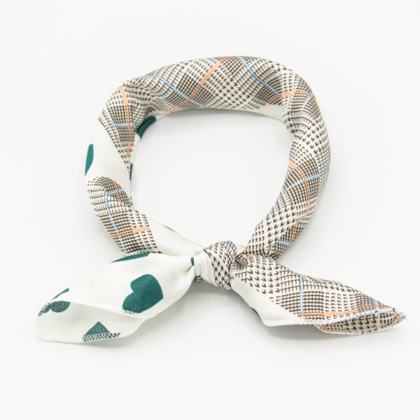 bandana vintage blanc à taches vertes