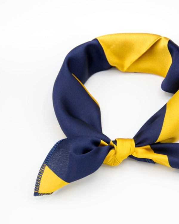 bandana bleu marine et jaune pour femme