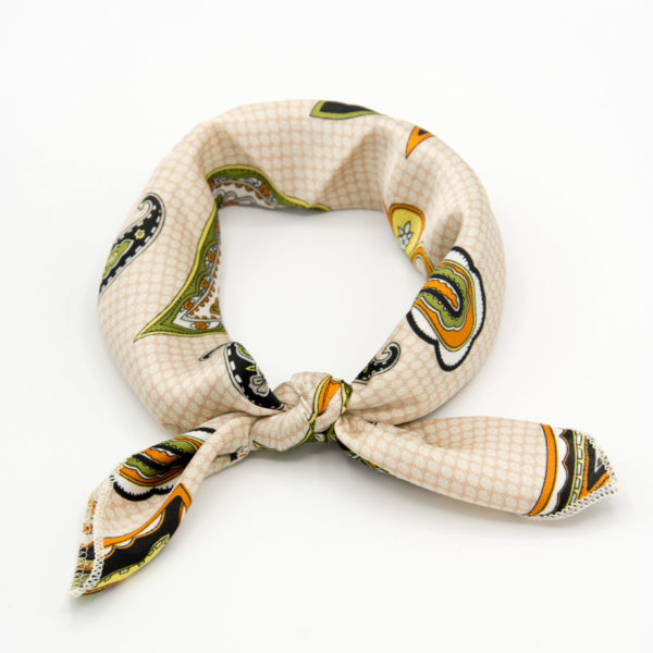 bandana femme à imprimé noir orange vert