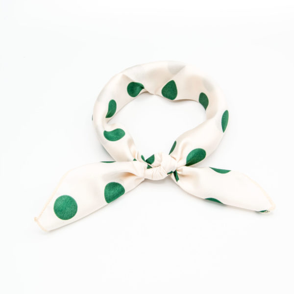bandana femme blanc à pois verts