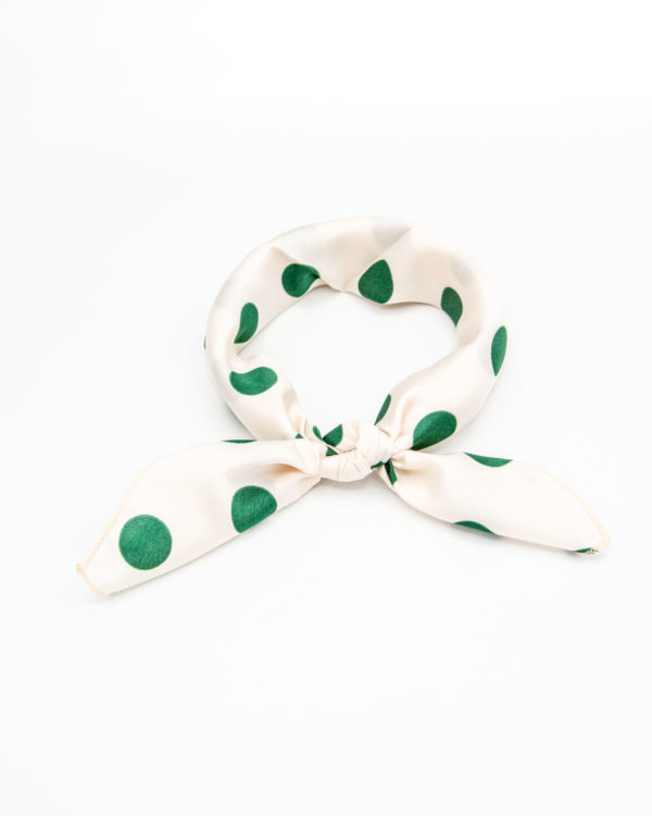 bandana femme blanc à pois verts