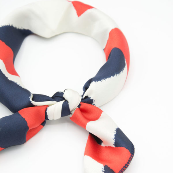 bandana femme bleu blanc rouge satin