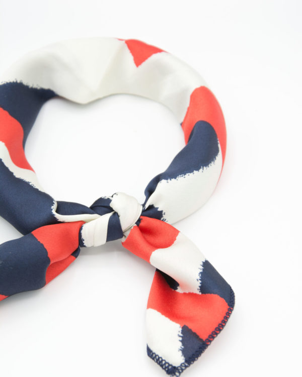 bandana femme bleu blanc rouge satin