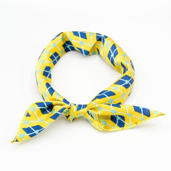 bandana femme géométrique jaune et bleu