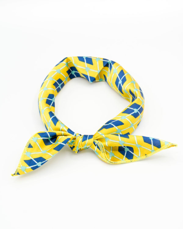 bandana femme géométrique jaune et bleu