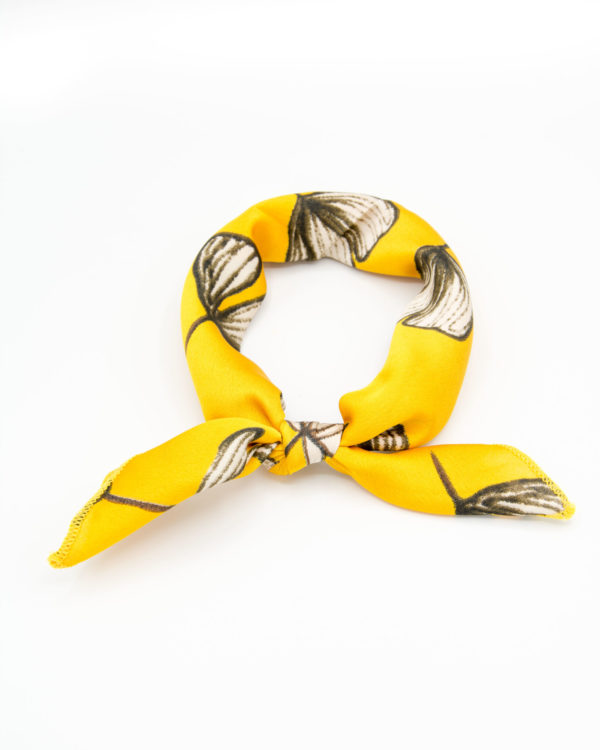 bandana femme jaune à fleurs blanches