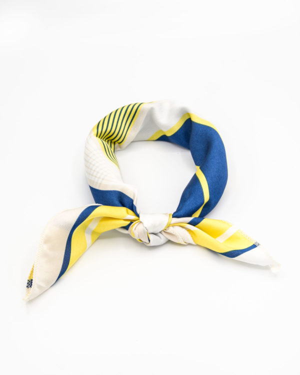bandana géométrique blanc jaune et bleu