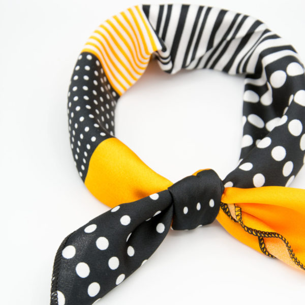 bandana géométrique noir et orange pour femme