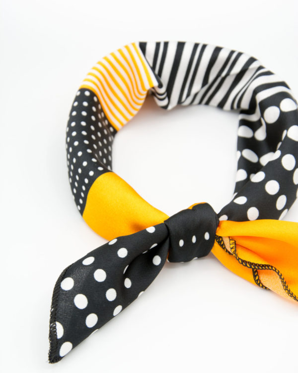 bandana géométrique noir et orange pour femme