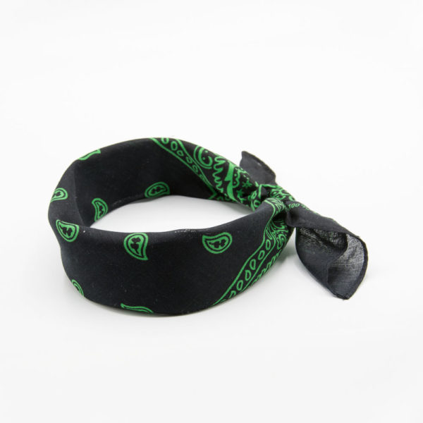 bandana noir et vert homme ou femme