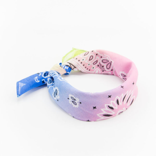 bandana homme ou femme à dégradé rose bleu et jaune