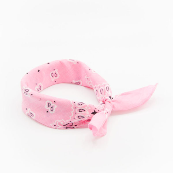 bandana femme rose clair à motif cachemire soleil