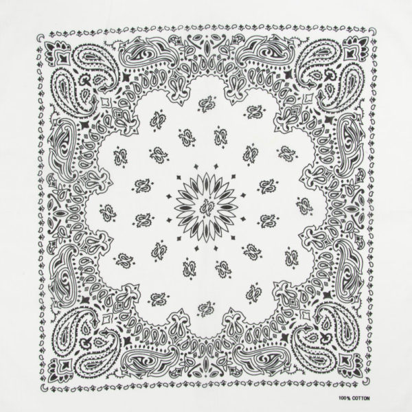 bandana blanc à plat pour homme ou femme à motif paisley soleil