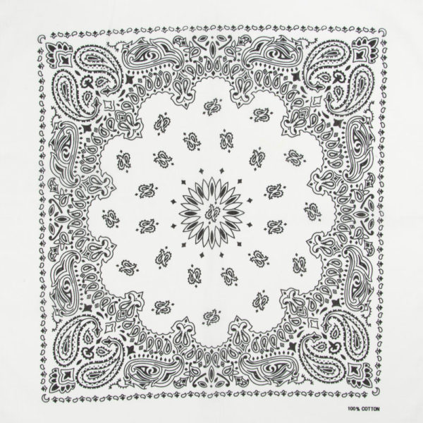 bandana blanc à plat pour homme ou femme à motif paisley soleil