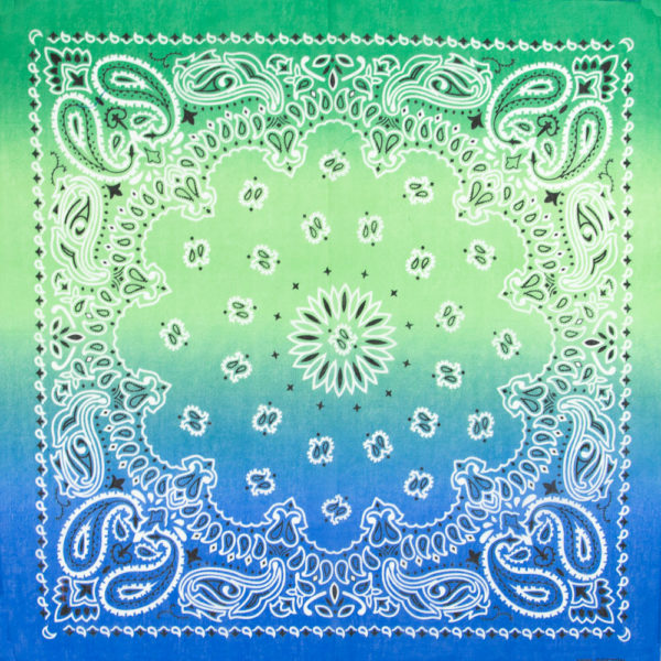 Bandana homme à motif paisley dégradé vert et bleu