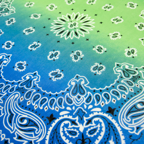 Bandana homme et femme à motif paisley dégradé vert et bleu