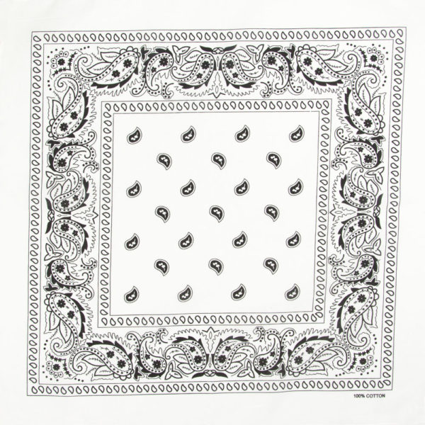 bandana homme ou femme à motif paisley blanc