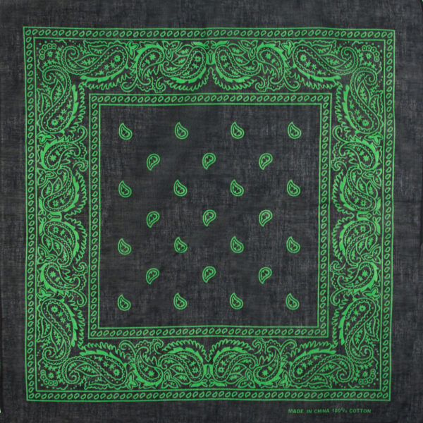 bandana noir et vert paisley homme ou femme